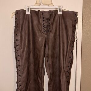 House of CB faux leather lace up pants